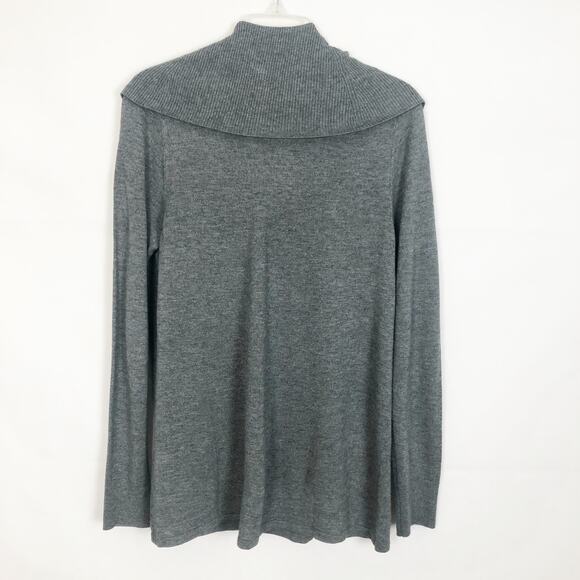 Women's Cowl Neck Gray Pullover Sweater - Picture 5 of 8